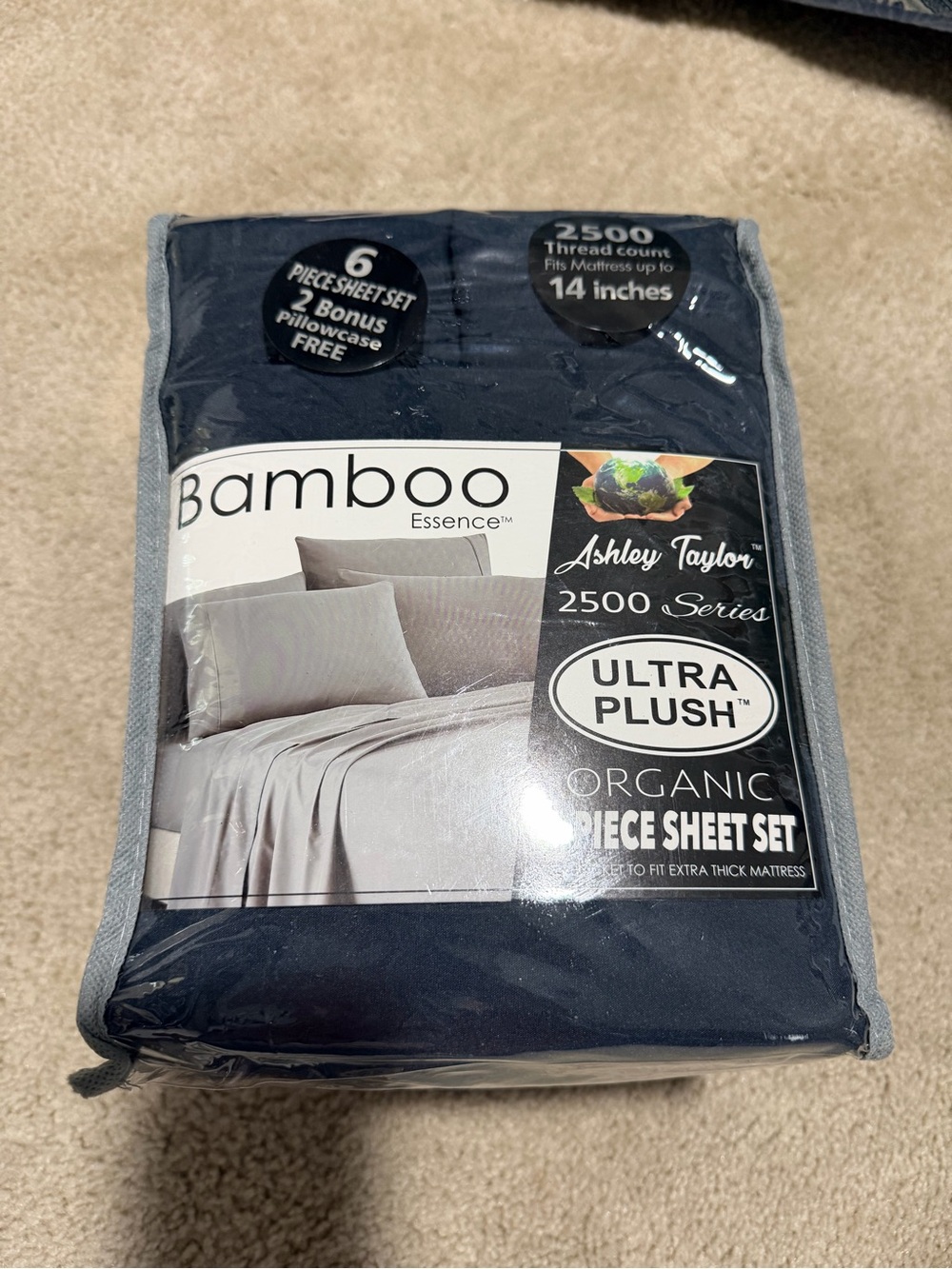 Ashley Taylor Bamboo Essence Ultra Plush Deep Navy Sheet Set King New